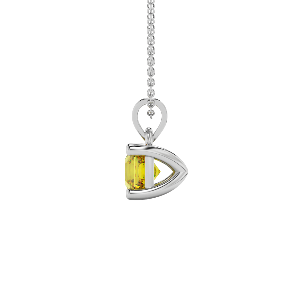 Asscher cut gemstone solitaire pendant in gold with secure four-prong basket setting