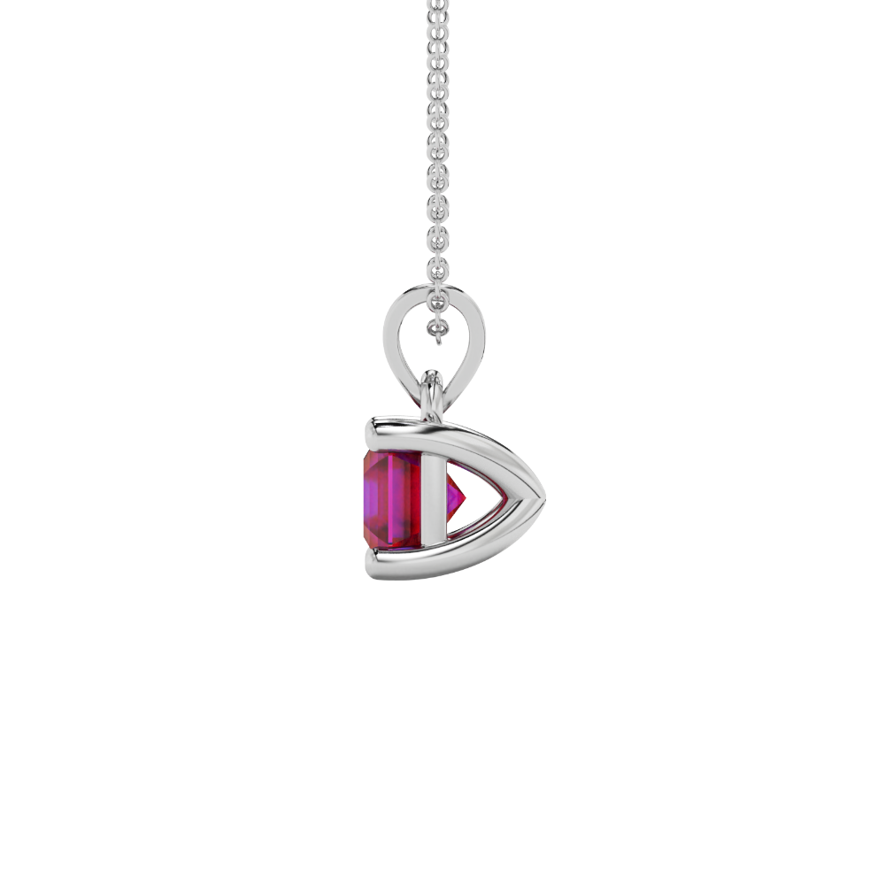 Asscher cut gemstone solitaire pendant in gold with secure four-prong basket setting