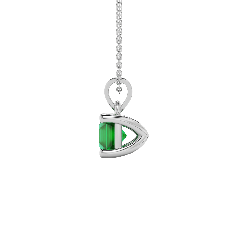 Asscher cut gemstone solitaire pendant in gold with secure four-prong basket setting