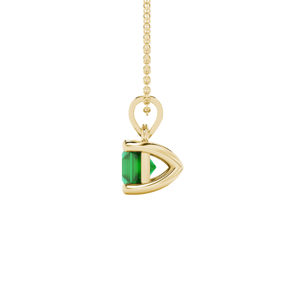 Asscher cut gemstone solitaire pendant in gold with secure four-prong basket setting