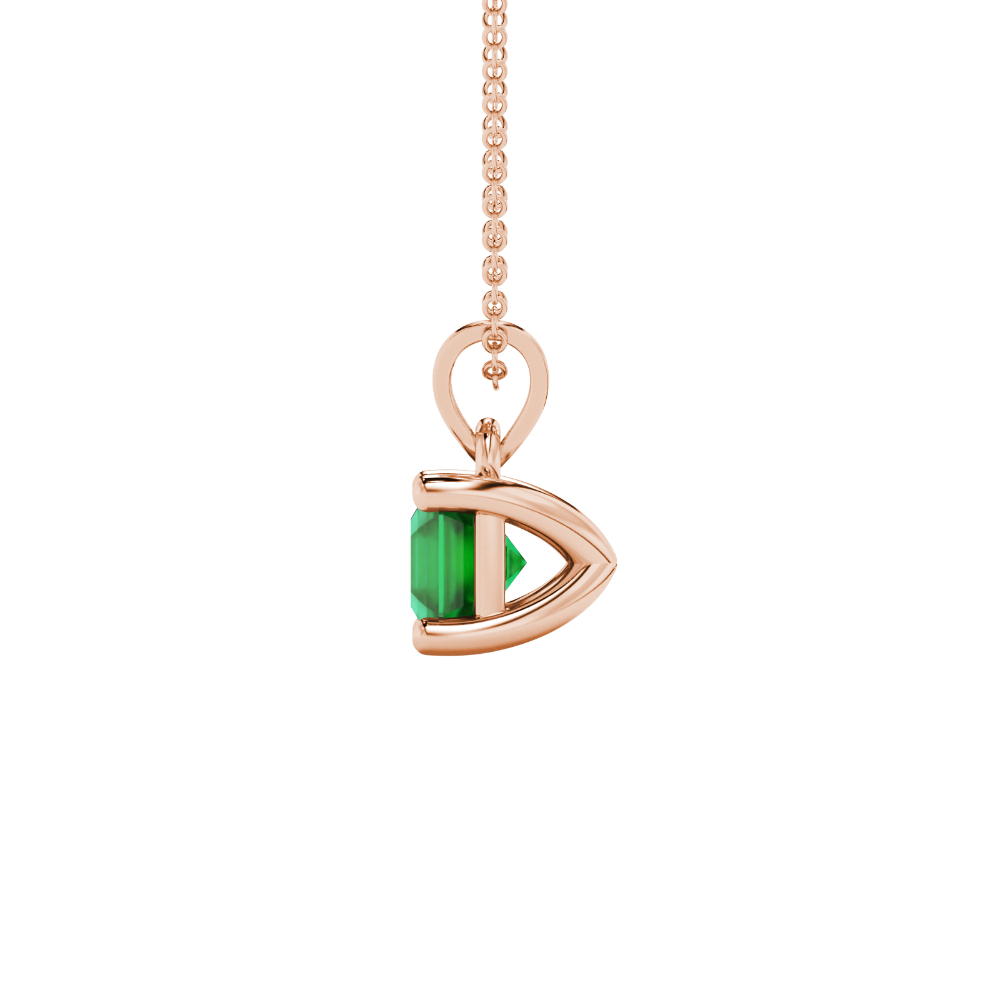 Asscher cut gemstone solitaire pendant in gold with secure four-prong basket setting