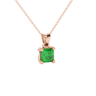 emerald green asscher solitaire gemstone pendant in rose gold