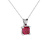 Asscher cut gemstone solitaire pendant in gold with secure four-prong basket setting