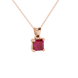 Asscher cut gemstone solitaire pendant in gold with secure four-prong basket setting