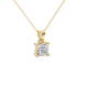 Asscher cut gemstone solitaire pendant in gold with secure four-prong basket setting