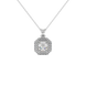 Octagon halo gemstone pendant in gold featuring an Asscher cut center gemstone surrounded by sparkling round accent diamonds