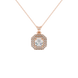 Octagon halo gemstone pendant in gold featuring an Asscher cut center gemstone surrounded by sparkling round accent diamonds
