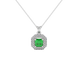 Octagon halo gemstone pendant in gold featuring an Asscher cut center gemstone surrounded by sparkling round accent diamonds