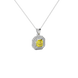 Octagon halo gemstone pendant in gold featuring an Asscher cut center gemstone surrounded by sparkling round accent diamonds