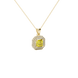 Octagon halo gemstone pendant in gold featuring an Asscher cut center gemstone surrounded by sparkling round accent diamonds