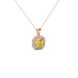 Octagon halo gemstone pendant in gold featuring an Asscher cut center gemstone surrounded by sparkling round accent diamonds