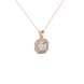 Octagon halo gemstone pendant in gold featuring an Asscher cut center gemstone surrounded by sparkling round accent diamonds