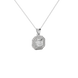Octagon halo gemstone pendant in gold featuring an Asscher cut center gemstone surrounded by sparkling round accent diamonds