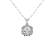 Asscher cut halo gemstone pendant in gold featuring a 5.00 MM center gemstone surrounded by a sparkling diamond halo