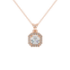 Asscher cut halo gemstone pendant in gold featuring a 5.00 MM center gemstone surrounded by a sparkling diamond halo