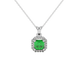 Asscher cut halo gemstone pendant in gold featuring a 5.00 MM center gemstone surrounded by a sparkling diamond halo