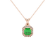 Asscher cut halo gemstone pendant in gold featuring a 5.00 MM center gemstone surrounded by a sparkling diamond halo