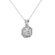 Asscher cut halo gemstone pendant in gold featuring a 5.00 MM center gemstone surrounded by a sparkling diamond halo