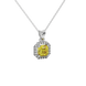 Asscher cut halo gemstone pendant in gold featuring a 5.00 MM center gemstone surrounded by a sparkling diamond halo
