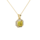 Asscher cut halo gemstone pendant in gold featuring a 5.00 MM center gemstone surrounded by a sparkling diamond halo