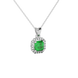 Asscher cut halo gemstone pendant in gold featuring a 5.00 MM center gemstone surrounded by a sparkling diamond halo