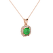 Asscher cut halo gemstone pendant in gold featuring a 5.00 MM center gemstone surrounded by a sparkling diamond halo