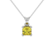 Asscher cut solitaire pendant in gold featuring a 5.00 MM square gemstone in a classic four-prong setting