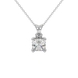 Asscher cut solitaire pendant in gold featuring a 5.00 MM square gemstone in a classic four-prong setting