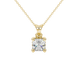 Asscher cut solitaire pendant in gold featuring a 5.00 MM square gemstone in a classic four-prong setting