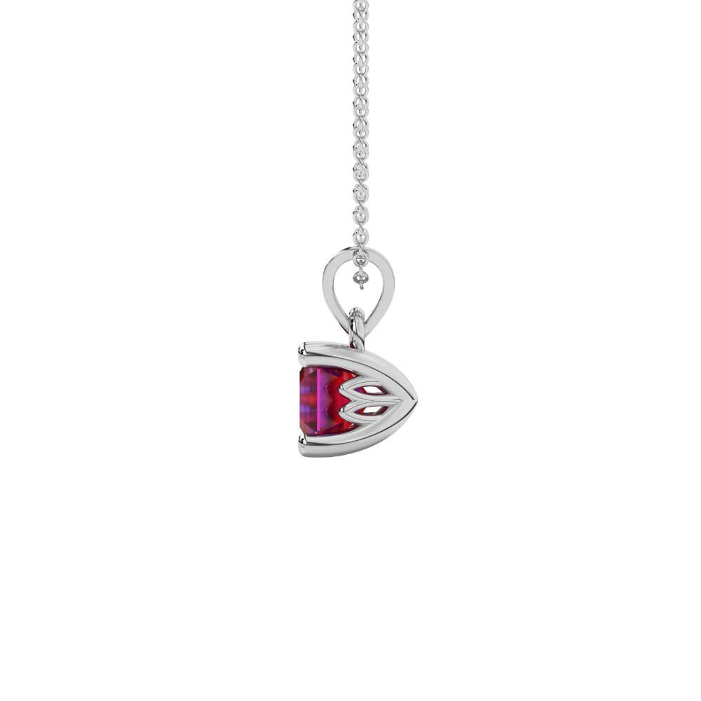Asscher cut solitaire pendant in gold featuring a 5.00 MM square gemstone in a classic four-prong setting