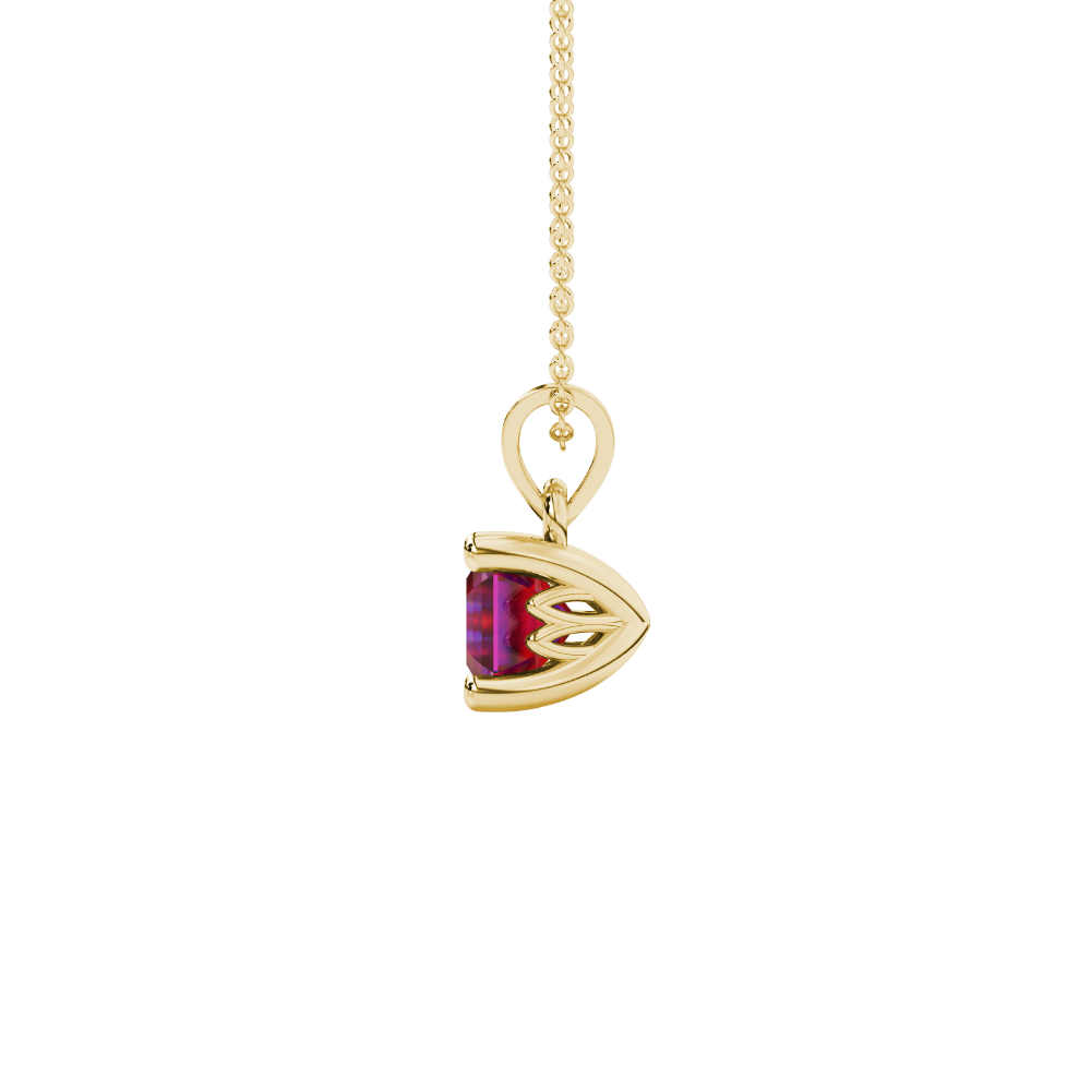 Asscher cut solitaire pendant in gold featuring a 5.00 MM square gemstone in a classic four-prong setting