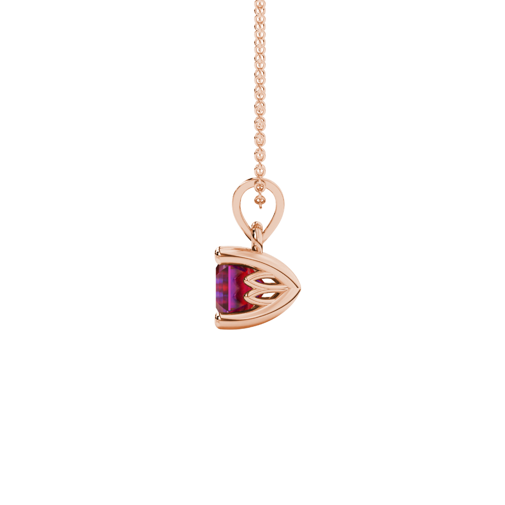 Asscher cut solitaire pendant in gold featuring a 5.00 MM square gemstone in a classic four-prong setting