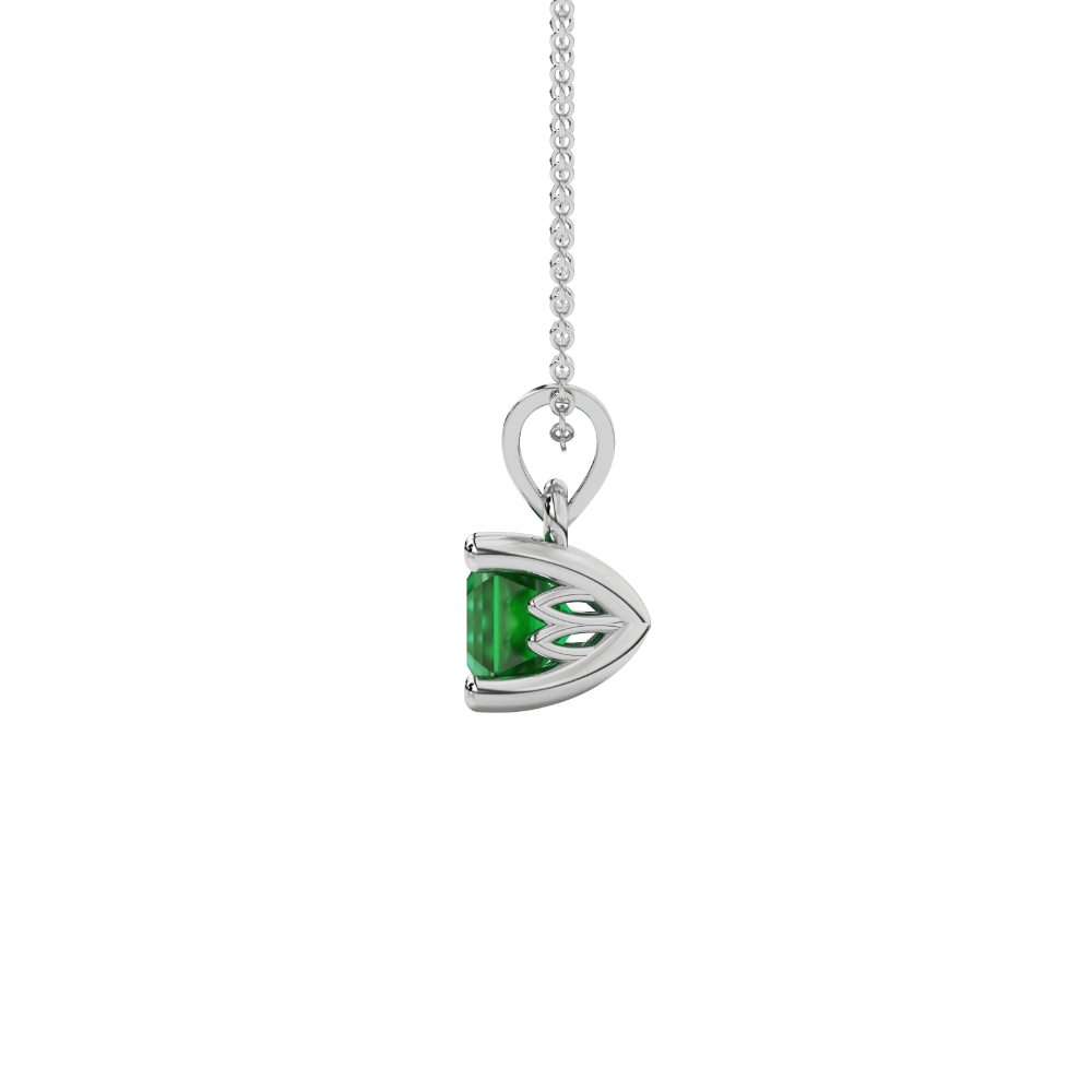 Asscher cut solitaire pendant in gold featuring a 5.00 MM square gemstone in a classic four-prong setting