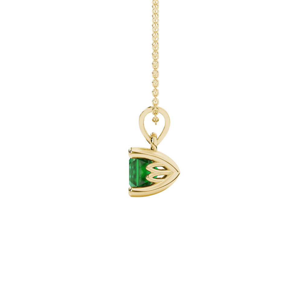 Asscher cut solitaire pendant in gold featuring a 5.00 MM square gemstone in a classic four-prong setting