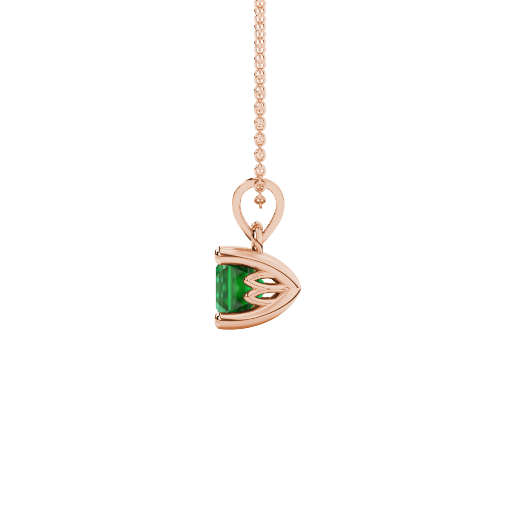 Asscher cut solitaire pendant in gold featuring a 5.00 MM square gemstone in a classic four-prong setting