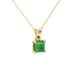 Asscher cut solitaire pendant in gold featuring a 5.00 MM square gemstone in a classic four-prong setting