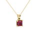 Asscher cut solitaire pendant in gold featuring a 5.00 MM square gemstone in a classic four-prong setting