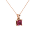 Asscher cut solitaire pendant in gold featuring a 5.00 MM square gemstone in a classic four-prong setting