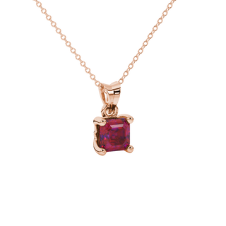 raspberry red gemstone solitaire pendant in rose gold