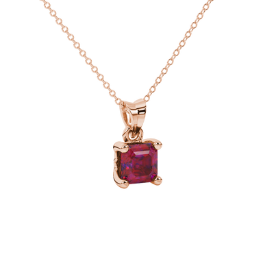 raspberry red gemstone solitaire pendant in rose gold