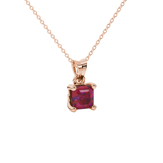 raspberry red gemstone solitaire pendant in rose gold