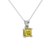 Asscher cut solitaire pendant in gold featuring a 5.00 MM square gemstone in a classic four-prong setting