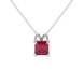 Asscher cut hidden halo gemstone pendant in gold featuring a 5.00 MM square gemstone with decorative arched bail design