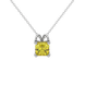 Asscher cut hidden halo gemstone pendant in gold featuring a 5.00 MM square gemstone with decorative arched bail design