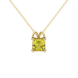 Asscher cut hidden halo gemstone pendant in gold featuring a 5.00 MM square gemstone with decorative arched bail design