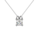 Asscher cut hidden halo gemstone pendant in gold featuring a 5.00 MM square gemstone with decorative arched bail design