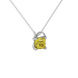 Asscher cut hidden halo gemstone pendant in gold featuring a 5.00 MM square gemstone with decorative arched bail design
