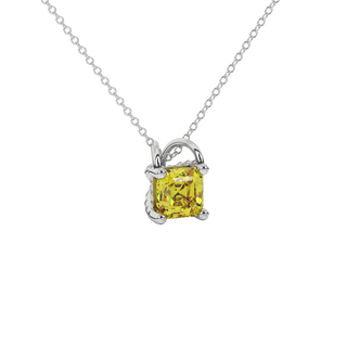 canary yellow gemstone hidden pavé pendant in white gold