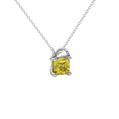 canary yellow gemstone hidden pavé pendant in white gold