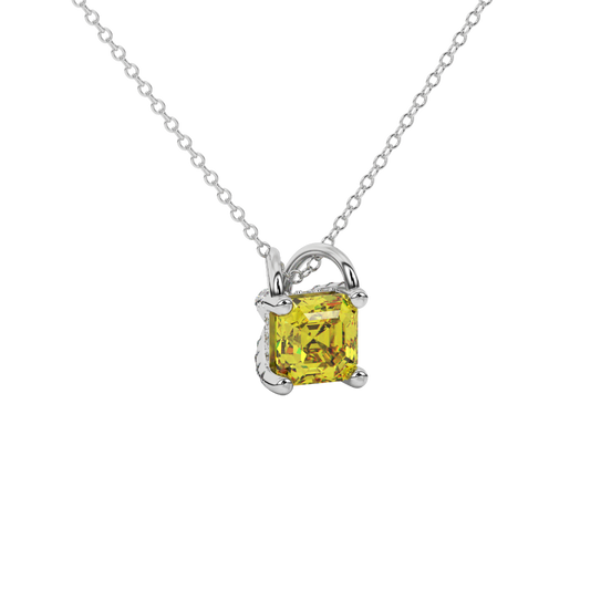 canary yellow gemstone hidden pavé pendant in white gold